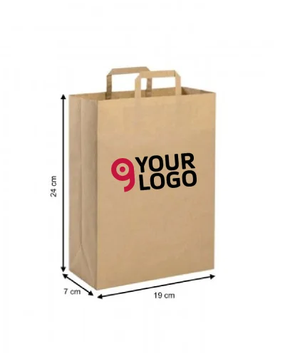 Shopper carta naturale con maniglia piatta 19x7x24cm 80gr/mq