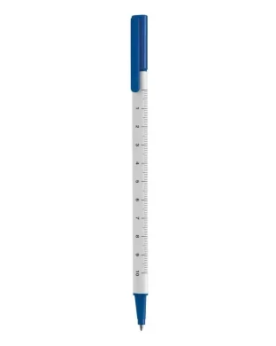 Penna a sfera Ruler con righello 10 cm, corpo bianco, refill nero