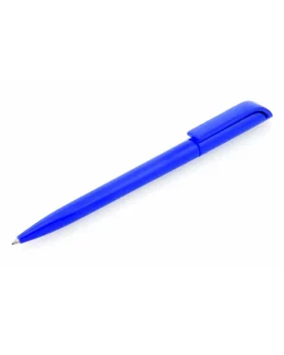 Penna a sfera Morek blu, plastica liscia, clip piatta, refil blu