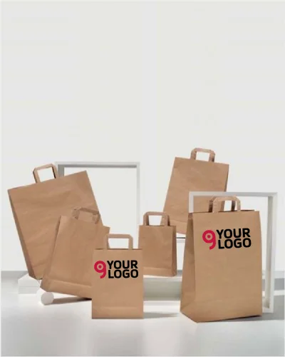 Shopper carta riciclata Avana 32x45cm Maniglia piatta ShopperBox