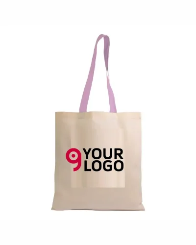 Shopper cotone 135g manici colorati 38x42cm