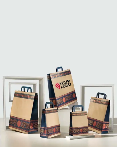Shopper Carta Avana Cammello 22x29 cm Maniglia Piatta 80g/m²