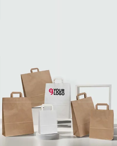 Shopper carta Kraft Avana 27x12x37cm maniglia piatta 90g/m²