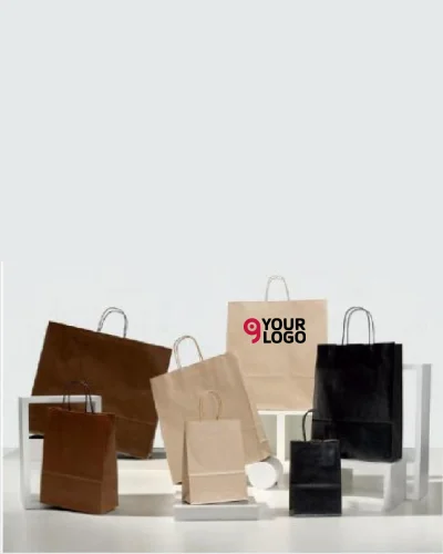 Shopper Carta Sealing Avana 18x24 cm Manici Colorati