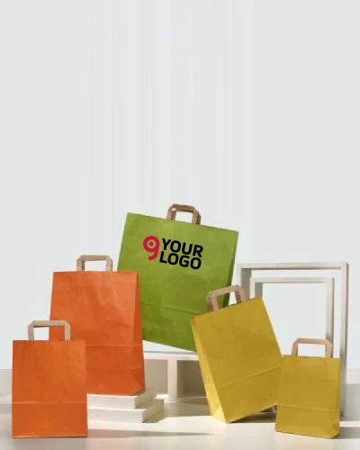 Shopper carta Avana 22x29 cm maniglia piatta resistente -
