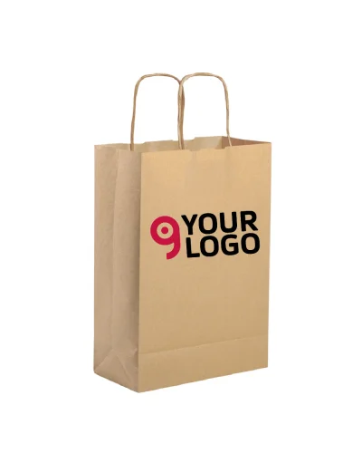 Shopper in carta naturale 28x39x10 cm manici ritorti kraft 5,5kg