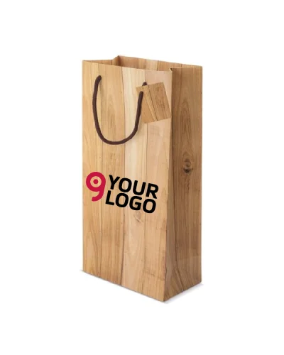 Busta in carta effetto legno 2 bottiglie abeto