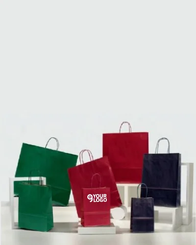 Shopper carta sealing avana manico colorato 14x8,5x21,5cm