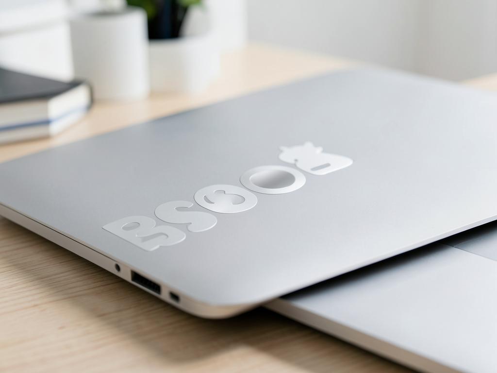 Adesivo prespaziato argento su laptop