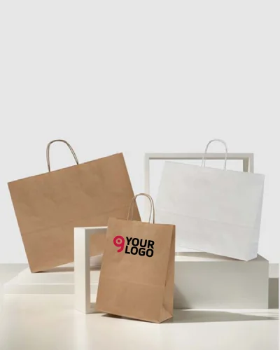 Shopper carta Kraft avana 24x11x31 cm 100g Maniglia ritorta
