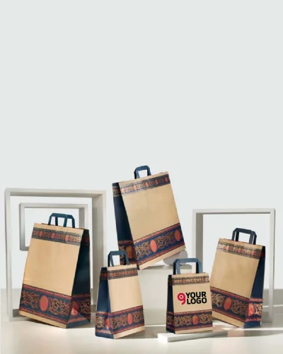 Shopper carta avana cammello 18x24cm maniglia piatta –