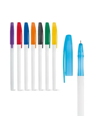 Penna a sfera Jade bianca e blu in polipropilene Ø1x14,2cm 20g