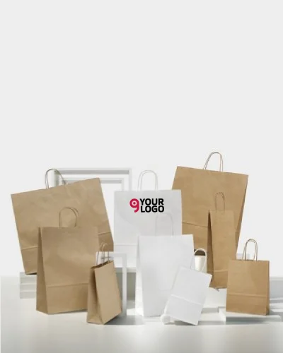 Shopper carta 18x24cm maniglia ritorta 100g  Avana