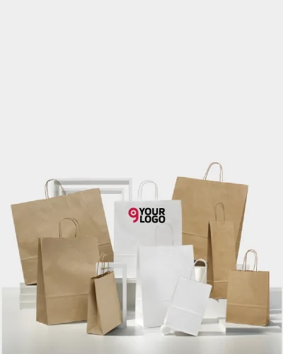 Shopper in carta 22x10x29 cm 100g, maniglia ritorta