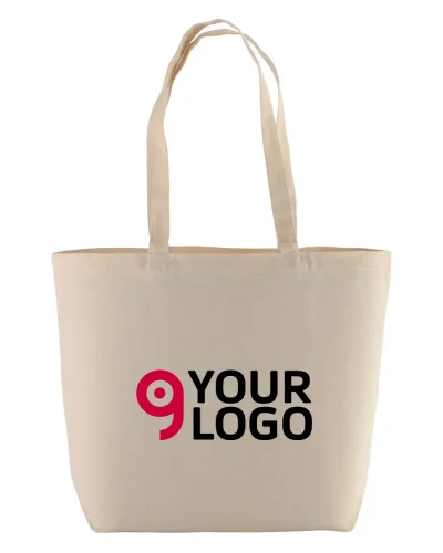 Shopper maxi 100% cotone 135g, soffietto, manici lunghi