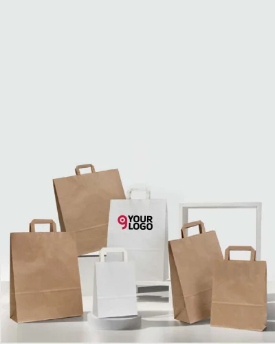 Shopper carta 32x41 cm 90g maniglia piatta colore naturale