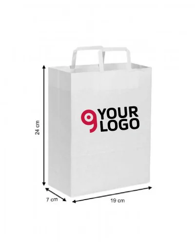 Shopper carta bianca 19x24 cm maniglia piatta 80gr Portata 6kg