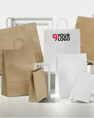 Shopper carta 14x21 cm 100g Avana maniglia ritorta