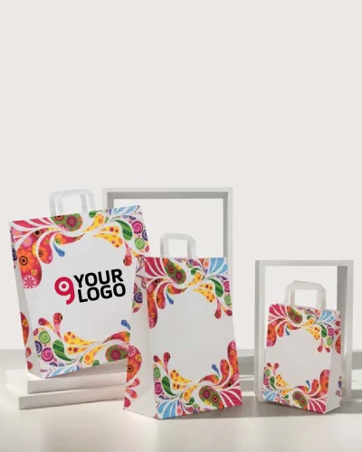 Shopper Sixty 22 Kraft Bianco carta 22x10x29 cm maniglia piatta