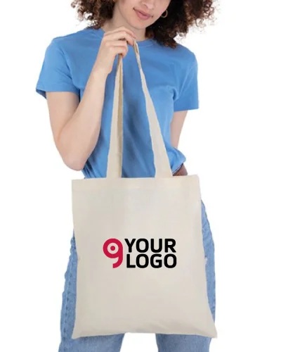 Borsa shopper di tela personalizzate manici lunghi