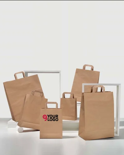Shopper Carta Riciclata Avana 18x24 cm Maniglia Piatta 80g/m2