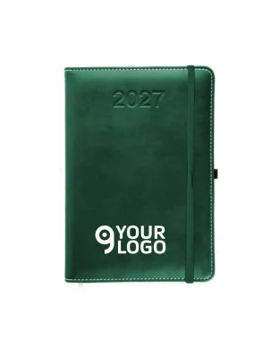 Agenda Giornaliera 2027 PU Rigida 15x21cm con Anello Penna