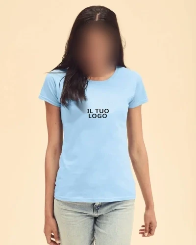 Fruit of the Loom T-shirt donna cotone Lady-Fit girocollo bianca