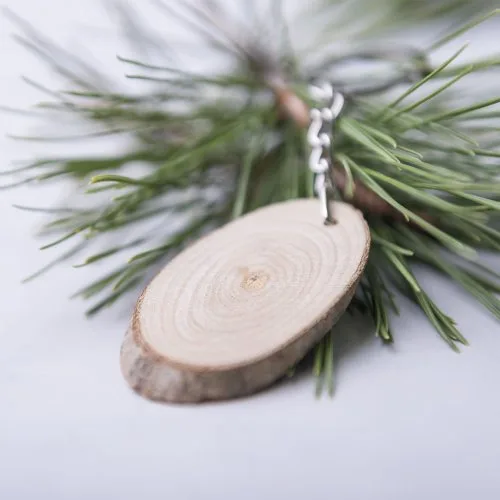 Portachiavi Selton legno di faggio naturale ovale o tondo 8gr