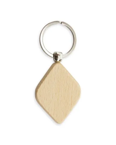 Portachiavi Rombo in Legno naturale 4x5,2 cm, personalizzabile