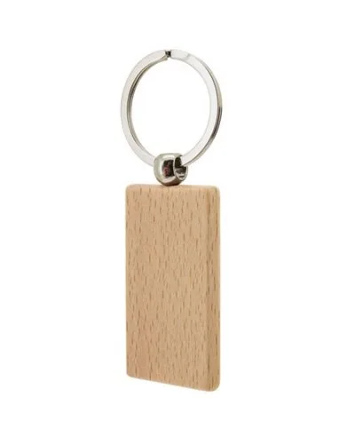 Portachiavi rettangolare in legno naturale 3x1,6 cm |