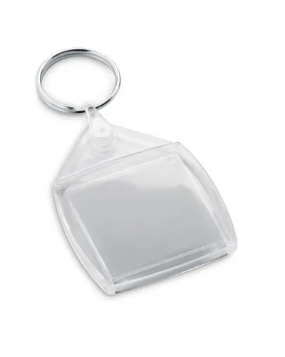 Portachiavi Bowen quadrato trasparente in plastica PS