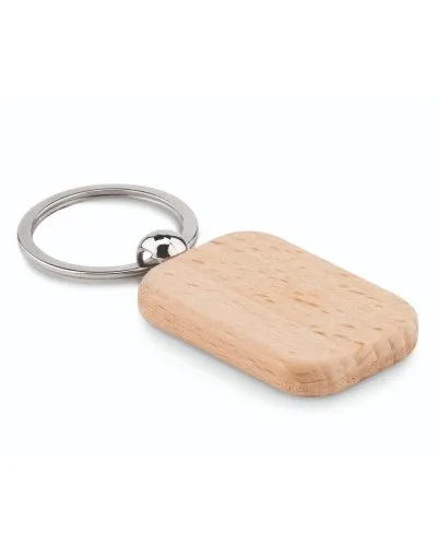 POTY WOOD Portachiavi Rettangolare in Legno Naturale 4,5x3 cm